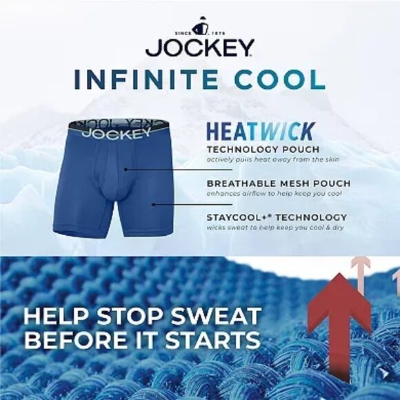 Jockey Infinite Cool Microfiber Stretch Boxer Briefs 4 Pack 6” Inseam XL NEW - Picture 5 of 8